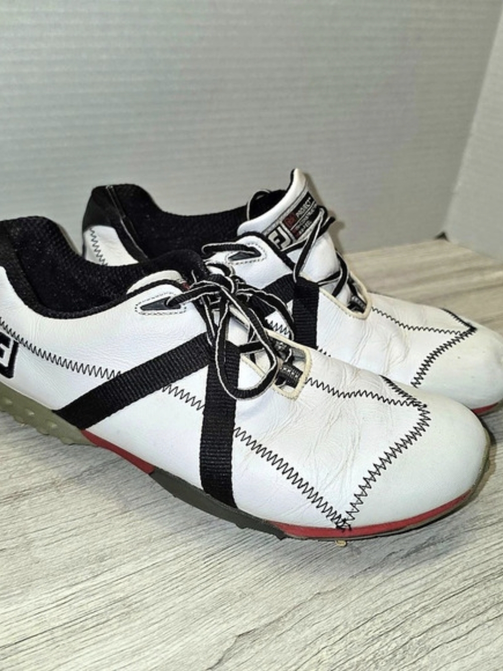 FootJoy FJ M Project Spiked Leather Golf Shoes Men's White Size 8.5